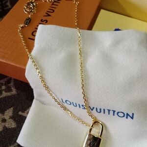 LV Gold Necklace with Padlock Pendant